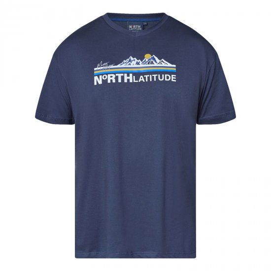 North Latitude Mountain T-Shirt V-Neck Navyblau - Herren-T-shirts - Herren-T-Shirts in großen Größen