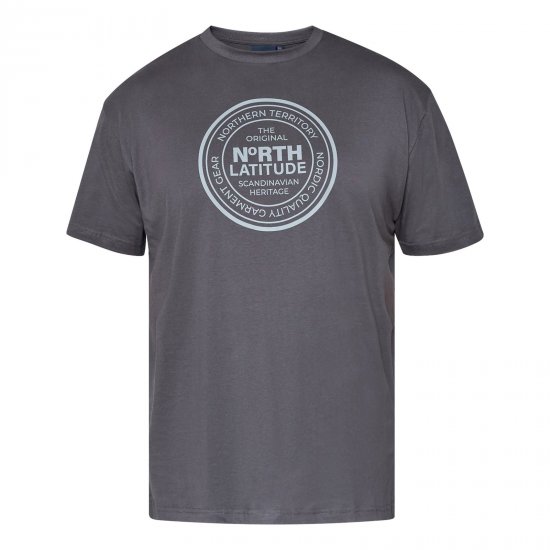 North Latitude T-Shirt Grau/Anthrazit - TALL T-shirts - T-Shirts Überlänge Herren