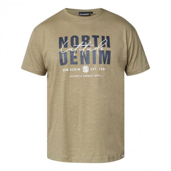 North Latitude T-Shirt Slub With Print Braun/Beige - Herren-T-shirts - Herren-T-Shirts in großen Größen