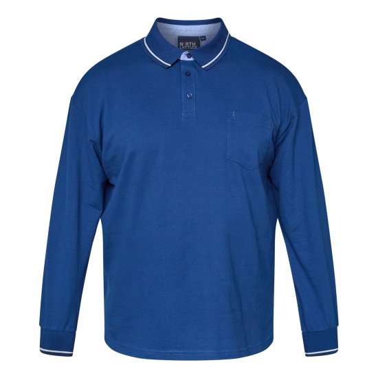 North Latitude Superflex Polo LS Blau - Polo-shirts für herren - Polo-Shirts für Herren in großen Größen
