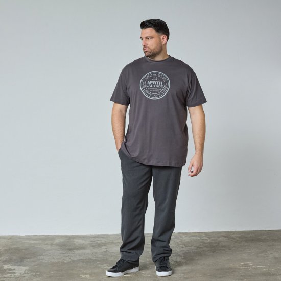 North Latitude T-Shirt Grau/Anthrazit - TALL T-shirts - T-Shirts Überlänge Herren