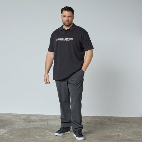 North Latitude Logo Polo Schwarz - TALL poloshirts - TALL Poloshirts für große Herren
