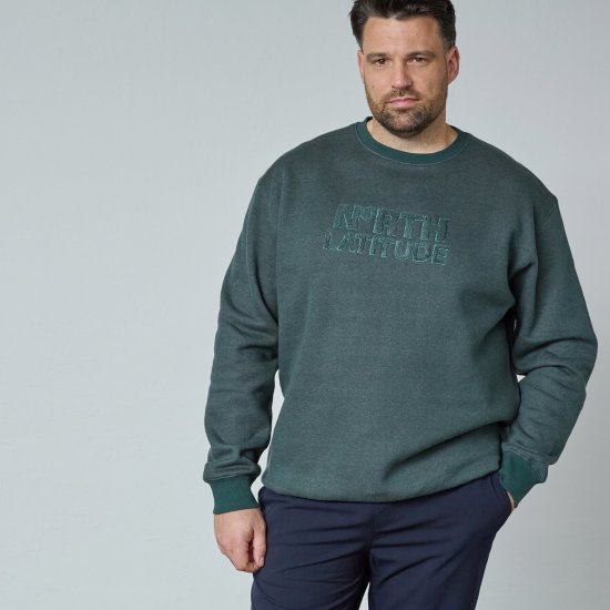 North Latitude Crewneck Logo Sweat Grün/Khaki - Herren-sweater und -hoodies - Herren-Sweater und -Hoodies in großen Größen