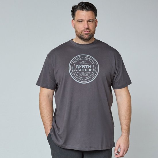 North Latitude T-Shirt Grau/Anthrazit - Herren-T-shirts - Herren-T-Shirts in großen Größen