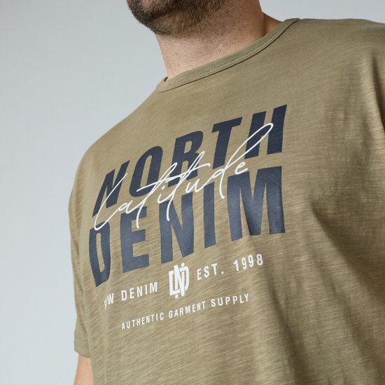 North Latitude T-Shirt Slub With Print Braun/Beige - Herren-T-shirts - Herren-T-Shirts in großen Größen