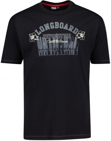 Adamo Longboard Regular Fit Printed T-shirt Black - Herren-T-shirts - Herren-T-Shirts in großen Größen