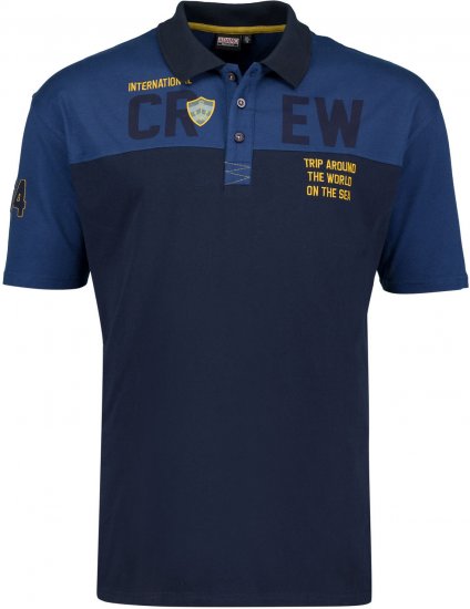 Adamo Crew Printed Jersey Poloshirt Denim Blue - Polo-shirts für herren - Polo-Shirts für Herren in großen Größen