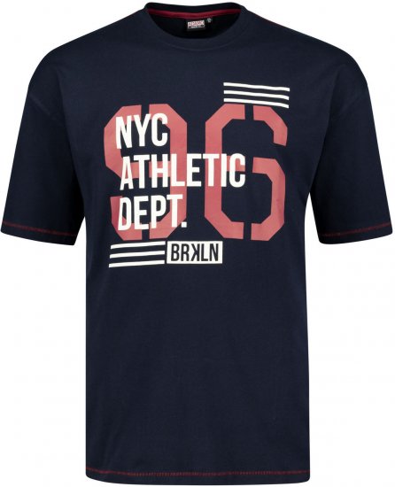 Adamo BRKLN Comfort Fit Printed T-shirt Navy - Herren-T-shirts - Herren-T-Shirts in großen Größen