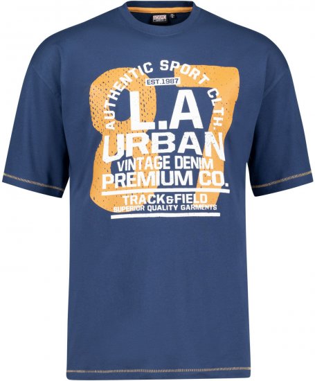 Adamo Urban Comfort Fit Printed T-shirt Denim Blue - Herren-T-shirts - Herren-T-Shirts in großen Größen