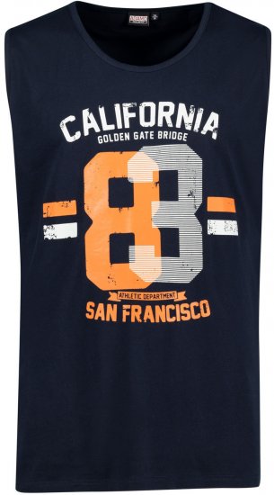 Adamo Golden Gate Comfort Fit Printed Tank-top Navy - Herren-T-shirts - Herren-T-Shirts in großen Größen