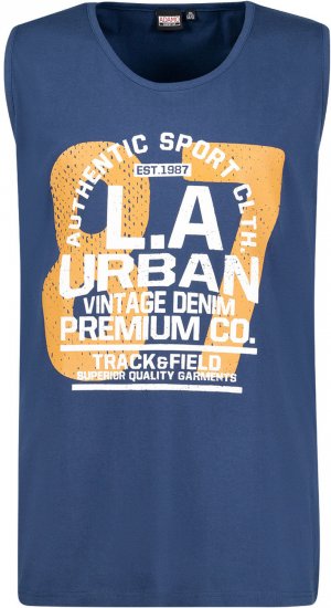 Adamo Urban Comfort Fit Printed Tank-top Denim Blue - Herren-T-shirts - Herren-T-Shirts in großen Größen