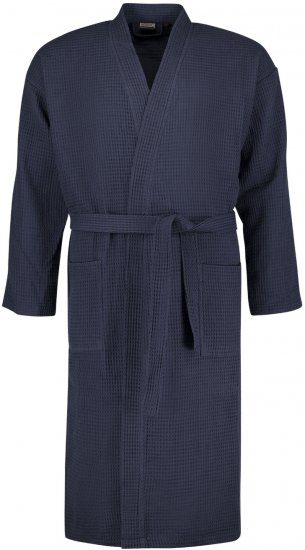 Adamo Jadon Waffelpiqué Bathrobe Navy - Herrenunterwäsche & Bademode in großen Größen - Herrenunterwäsche & Bademode in großen Größen