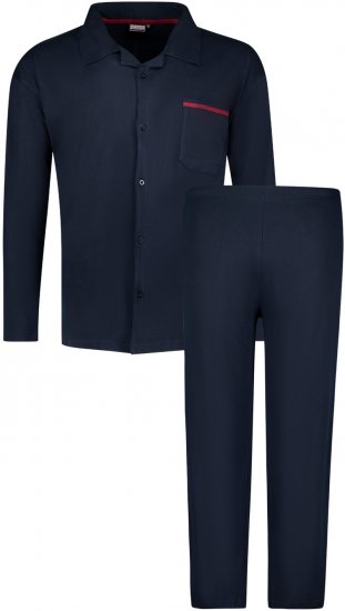 Adamo Benno Buttoned Long sleeve Pyjama Navy - Herrenunterwäsche & bademode - Herrenunterwäsche & Bademode in großen Größen