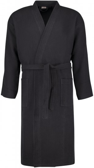 Adamo Jadon Waffelpiqué Bathrobe Black - Herrenunterwäsche & Bademode in großen Größen - Herrenunterwäsche & Bademode in großen Größen