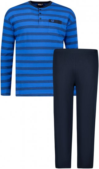 Adamo Alex Serafino Long sleeve Pyjama Royal Blue - Herrenunterwäsche & bademode - Herrenunterwäsche & Bademode in großen Größen