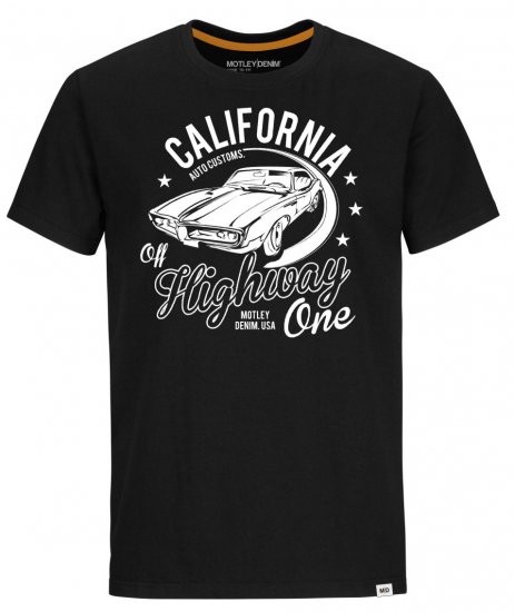 Motley Denim Ipswich T-Shirt White on Black - Herren-T-shirts - Herren-T-Shirts in großen Größen