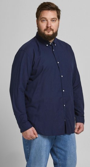 Jack & Jones Summer Shirt L/S Navy - Herrenhemden in großen Größen - Herrenhemden in großen Größen