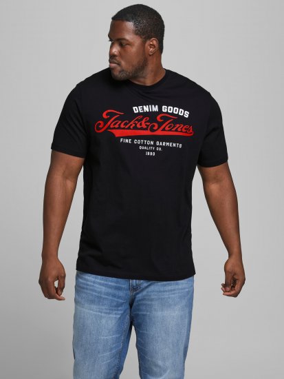 Jack & Jones Elogo T-Shirt Black - Herren-T-shirts - Herren-T-Shirts in großen Größen
