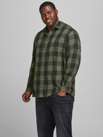 Jack & Jones Gingham L/S Shirt Dusty Olive - Herrenhemden - Herrenhemden in großen Größen