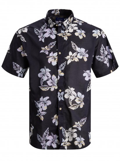 Jack & Jones Hazy Shirt S/S Dark Navy - Herrenhemden - Herrenhemden in großen Größen