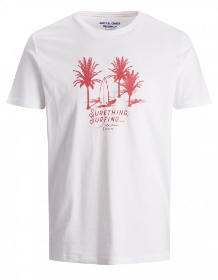 Jack & Jones Streams T-shirt White/Rose - Herren-T-shirts - Herren-T-Shirts in großen Größen