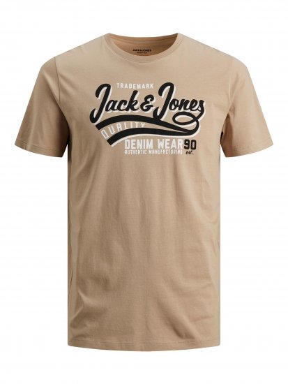 Jack & Jones JJELOGO TEE Beige - Herren-T-shirts - Herren-T-Shirts in großen Größen