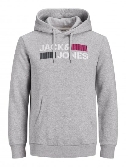 Jack & Jones CORP LOGO Hoodie Light Gray - Herren-sweater und -hoodies - Herren-Sweater und -Hoodies in großen Größen