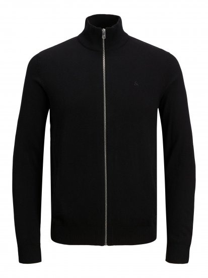 Jack & Jones JJEMIL Knit Turtle Zip Cardigan Black - Herren-sweater und -hoodies - Herren-Sweater und -Hoodies in großen Größen