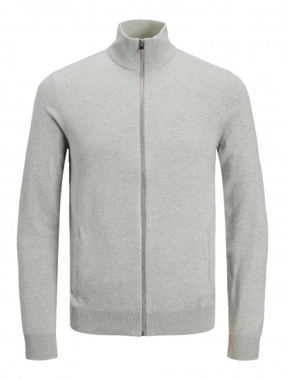 Jack & Jones JJEMIL Knit Turtle Zip Cardigan Light Grey - Herren-sweater und -hoodies - Herren-Sweater und -Hoodies in großen Größen