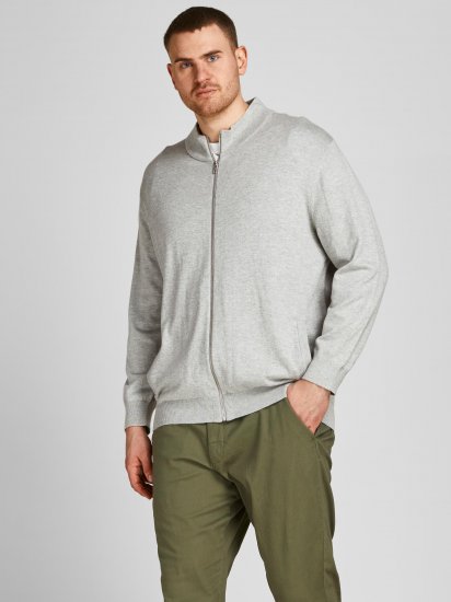 Jack & Jones JJEMIL Knit Turtle Zip Cardigan Light Grey - Herren-sweater und -hoodies - Herren-Sweater und -Hoodies in großen Größen
