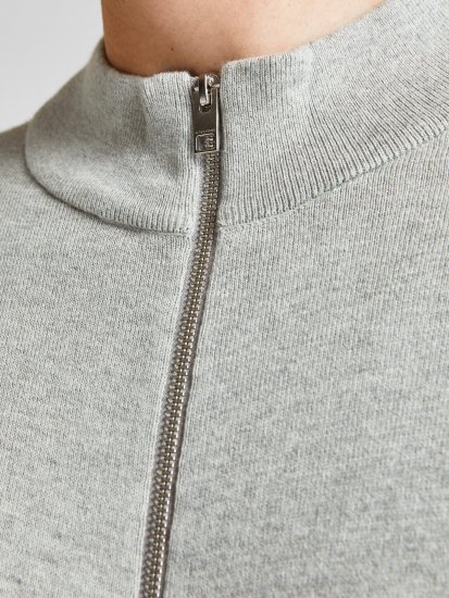 Jack & Jones JJEMIL Knit Turtle Zip Cardigan Light Grey - Herren-sweater und -hoodies - Herren-Sweater und -Hoodies in großen Größen