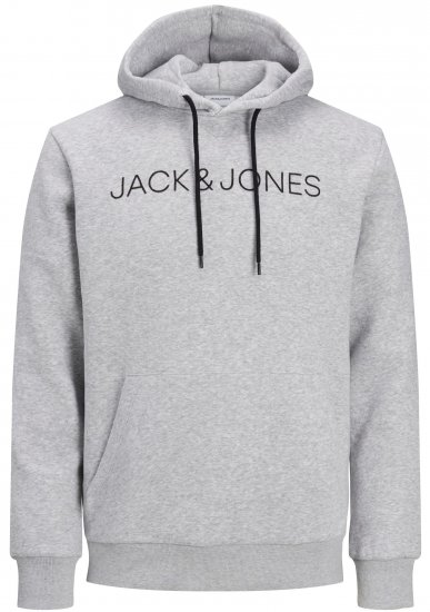 Jack & Jones JJHUGO FLOCK Hoodie Grey - Herren-sweater und -hoodies - Herren-Sweater und -Hoodies in großen Größen