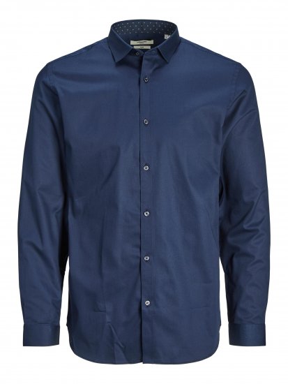 Jack & Jones JPRBLACARDIFF CONTRAST Shirt LS Navy - Herrenhemden - Herrenhemden in großen Größen