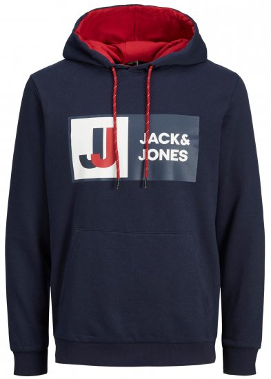 Jack & Jones JCOLOGAN Hoodie Navy - Herren-sweater und -hoodies - Herren-Sweater und -Hoodies in großen Größen