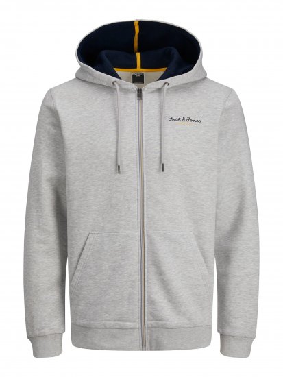 Jack & Jones JCOBERG SWEAT ZIP Hoodie Grey Melange - Herren-sweater und -hoodies - Herren-Sweater und -Hoodies in großen Größen