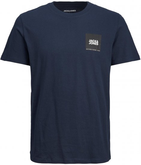 Jack & Jones JJLOCK TEE Navy Small print logo - Herren-T-shirts - Herren-T-Shirts in großen Größen