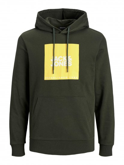 Jack & Jones JJLOCK SWEAT HOOD Dark Green - Herren-sweater und -hoodies - Herren-Sweater und -Hoodies in großen Größen