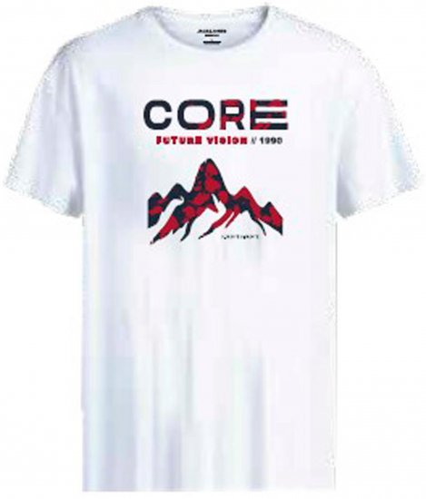 Jack & Jones JCOBOOSTER T-Shirt White - Herren-T-shirts - Herren-T-Shirts in großen Größen