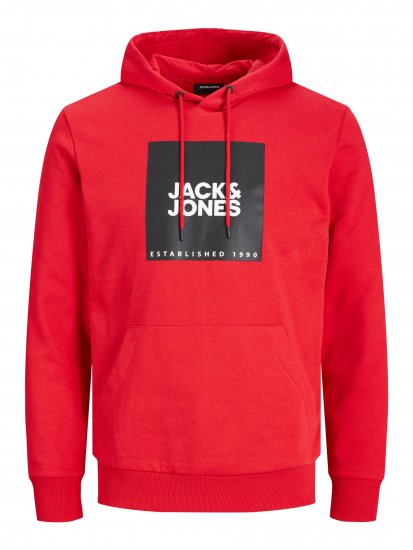 Jack & Jones JJLOCK SWEAT HOOD Red - Herren-sweater und -hoodies - Herren-Sweater und -Hoodies in großen Größen