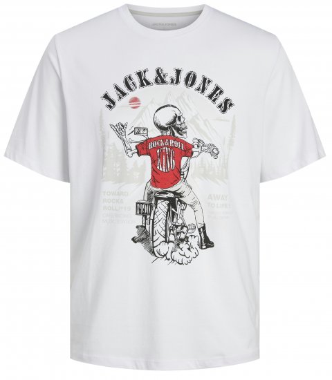 Jack & Jones JJSKULL ROCK T-Shirt White - Herren-T-shirts - Herren-T-Shirts in großen Größen