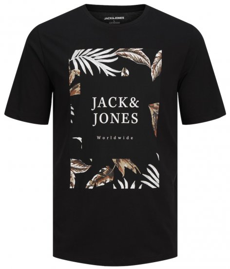Jack & Jones JJFLOOR Black T-Shirt - Herren-T-shirts - Herren-T-Shirts in großen Größen