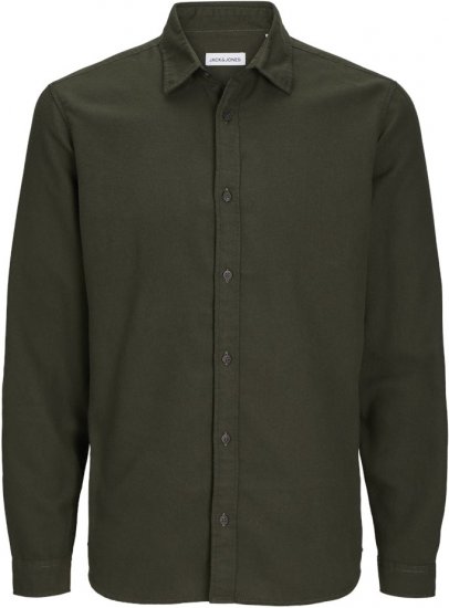 Jack & Jones JOSHUA LS Flannel Shirt Solid Green - Herrenhemden - Herrenhemden in großen Größen