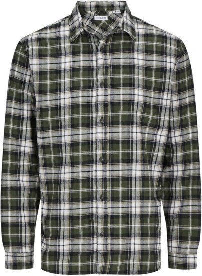 Jack & Jones JOSHUA LS Flannel Shirt Kombu Green - Herrenhemden - Herrenhemden in großen Größen