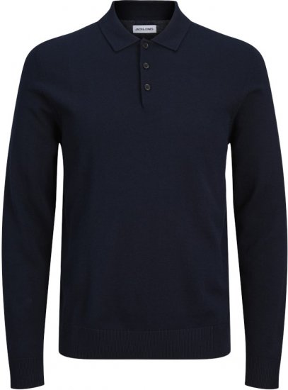 Jack & Jones FRED Long Sleeve Polo Navy Blazer - Polo-Shirts für Herren in großen Größen - Polo-Shirts für Herren in großen Größen