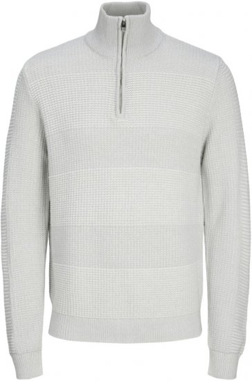 Jack & Jones HUGO Knitted Sweater with Half Zipper Cool Gray - Herren-sweater und -hoodies - Herren-Sweater und -Hoodies in großen Größen