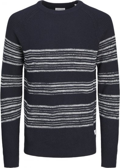 Jack & Jones PANNEL Striped Knitted Sweater Navy Blazer - Herren-sweater und -hoodies - Herren-Sweater und -Hoodies in großen Größen