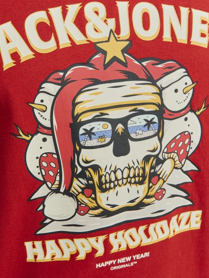 Jack & Jones XMAS Christmas Skull T-Shirt Red - Herren-T-shirts - Herren-T-Shirts in großen Größen