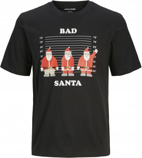 Jack & Jones XMAS Funny Bad Santa T-Shirt Black - Herren-T-shirts - Herren-T-Shirts in großen Größen