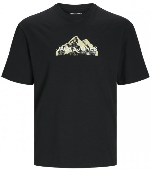 Jack & Jones JCOMOUNTAIN LOGO T-Shirt Black - Herren-T-shirts - Herren-T-Shirts in großen Größen