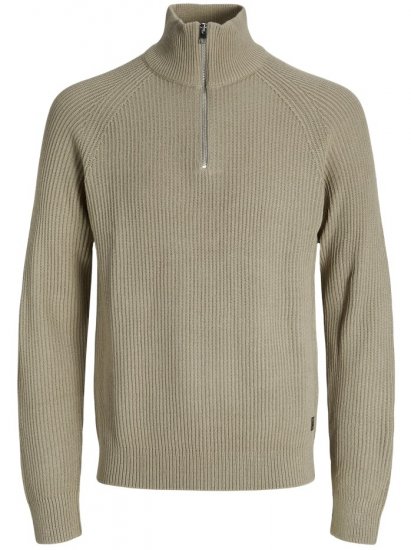 Jack & Jones Pannel Knit Half Zip Pullover Crockery - Herren-sweater und -hoodies - Herren-Sweater und -Hoodies in großen Größen